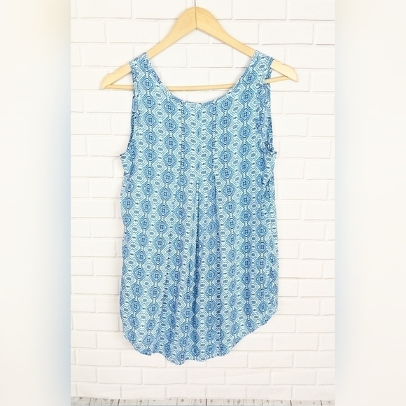 Faded Glory Blue Patterned Flowy Tank Top Size S - Picture 2 of 4